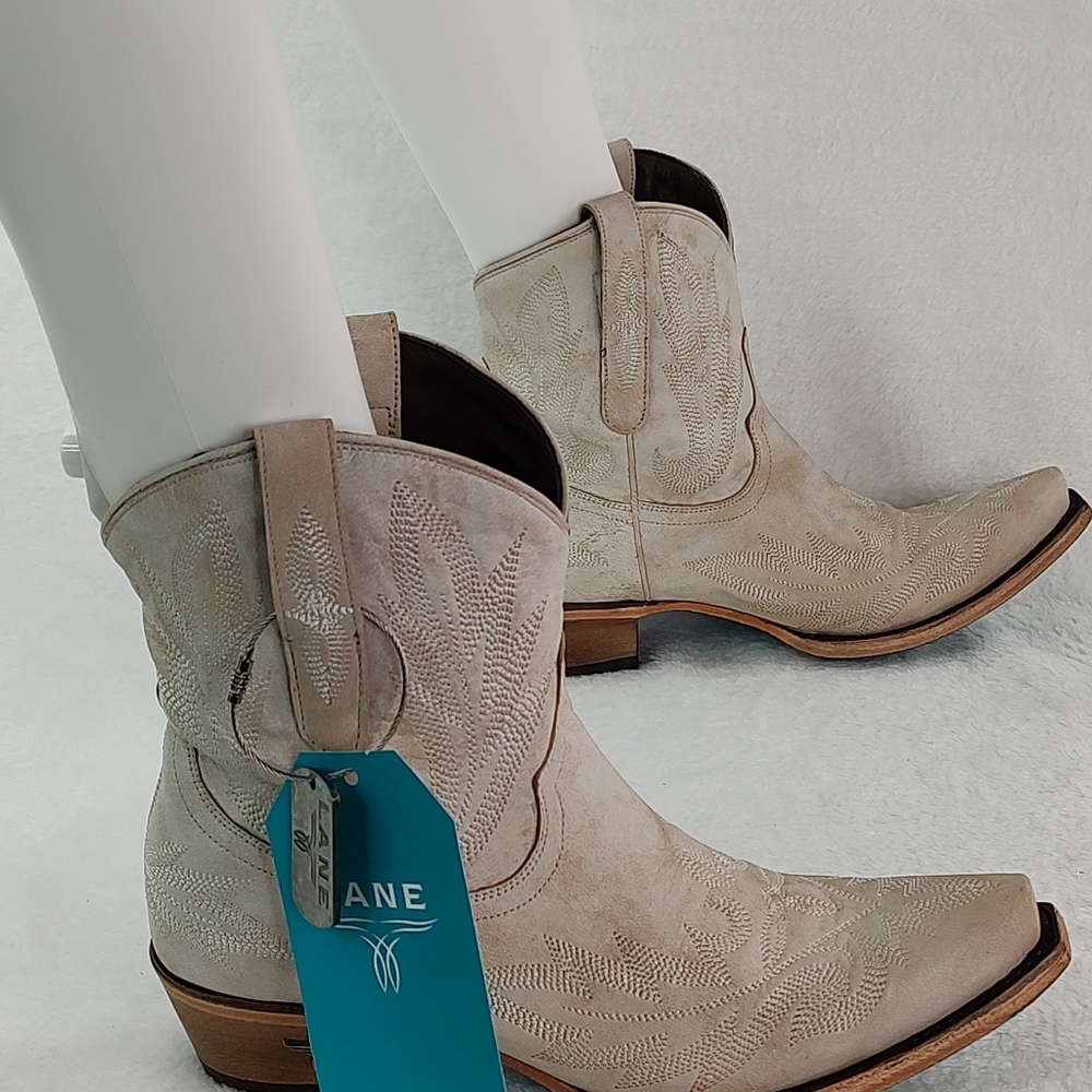 Lane Lexington Ceramic Crackle Bootie Short Leather Ankle Boots - Picture 3 of 6